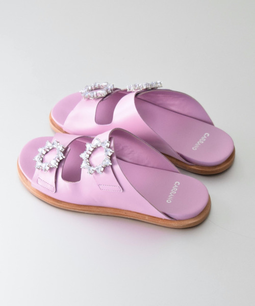 CARRANO(カラーノ)の「【CARRANO】ビジューバックルフラットサンダル(642306)(サンダル・レディース・ブラック/ラベンダー/ホワイト・38/39/35/36/37)」の3枚目の写真