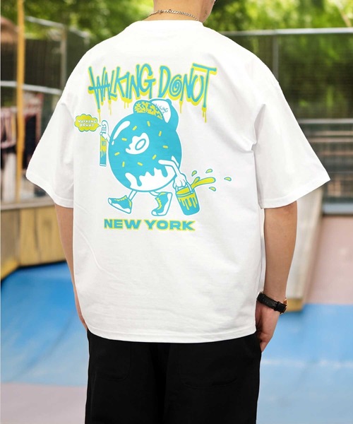 Burner(バーナー)の「【GROOVY STORE】WALKING DONUT オーバーサイズ ヘビーウエイト半袖Tシャツ(Tシャツ/カットソー・メンズ・ブラック/ホワイト系その他2/グレー/杢グレー/ミント/ホワイト/ライトブラック/ピンク・L/LL/M)」の3枚目の写真