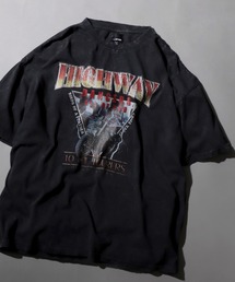 Pigment Graphic T-shirt/オーバーサイズ ピグメント加工 ヴィンテージライク ロックプリント 半袖Tシャツ レディース メンズ