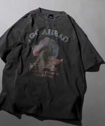 SITRY | Pigment Graphic T-shirt/オーバーサイズ ピグメント加工 ヴィンテージライク ロックプリント 半袖Tシャツ レディース メンズ(Tシャツ/カットソー)