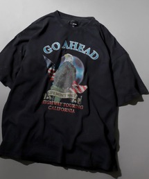 Pigment Graphic T-shirt/オーバーサイズ ピグメント加工 ヴィンテージライク ロックプリント 半袖Tシャツ レディース メンズ