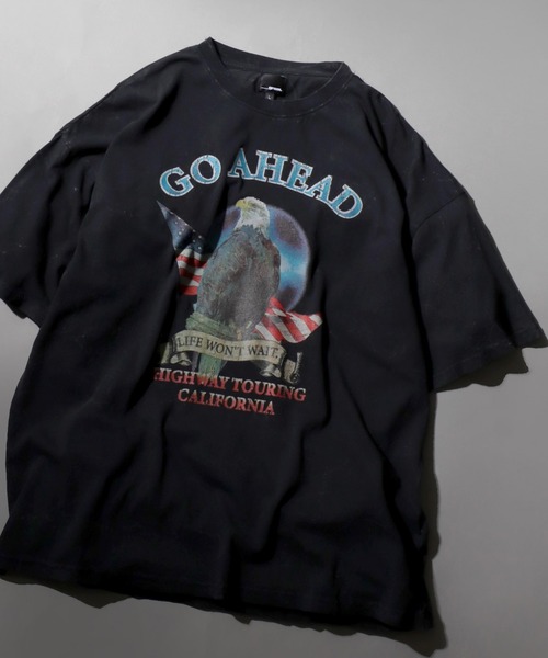 SITRY(シトリー)の「Pigment Graphic T-shirt/オーバーサイズ ピグメント加工 ヴィンテージライク ロックプリント 半袖Tシャツ レディース メンズ(Tシャツ/カットソー・メンズ・チャコール/グレー系その他/ブラック/ブラック系その他・L/M)」の1枚目の写真