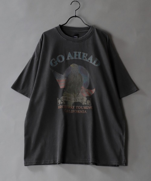 SITRY(シトリー)の「Pigment Graphic T-shirt/オーバーサイズ ピグメント加工 ヴィンテージライク ロックプリント 半袖Tシャツ レディース メンズ(Tシャツ/カットソー・メンズ・チャコール/グレー系その他/ブラック/ブラック系その他・L/M)」の6枚目の写真