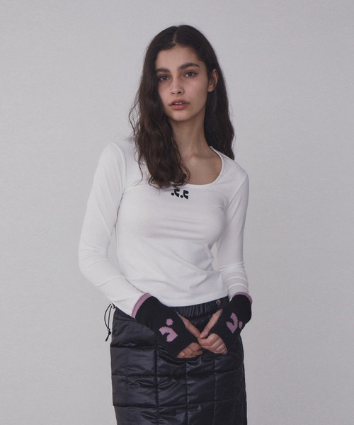 Rest&Recreation(レストアンドレクリエーション)の「RR スクエアネック 長袖(Tシャツ/カットソー・レディース・ホワイト/ブラック・ONE)」の7枚目の写真