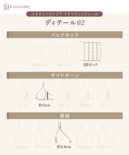 RADIANNE（ラディアンヌ）の「【重いバストから解放/大きい胸の補正ブラ】コネクトバストブラ ドラマティックレースブラ&ショーツ/【ブラ&ショーツセット】（ブラ&ショーツ・レディース・ブラック/ピンク/グリーン/ベージュ/パープル/ネイビー・D75/F75/G75/E70/E75/E80/F65/F70/F80/F85/G65/G70/H65/H70/H75/I65/I70/I75/G80/H80）」の22枚目の写真