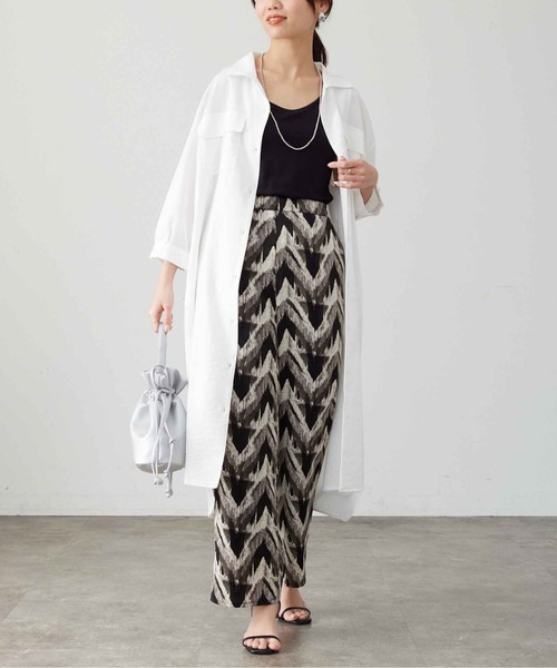 Chez toi（シェトワ）の「Wポケット開襟シャツワンピース（シャツワンピース・レディース・カーキ/ブラック/ベージュ/オフホワイト・FREE）」の7枚目の写真