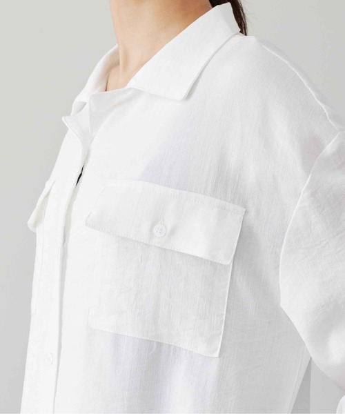 Chez toi（シェトワ）の「Wポケット開襟シャツワンピース（シャツワンピース・レディース・カーキ/ブラック/ベージュ/オフホワイト・FREE）」の16枚目の写真