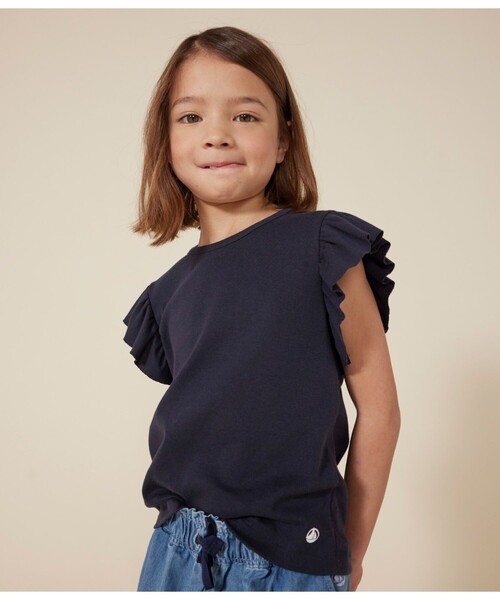 PETIT BATEAU（プチバトー）の「コットン半袖Ｔシャツ（Tシャツ/カットソー・キッズ・ネイビー/ホワイト・6YEAR/8YEAR/10YEAR/12YEAR）」の2枚目の写真