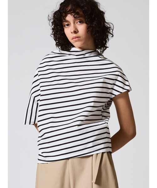 ミズイロインド アシンメトリー レース プルオーバー Tシャツ 半袖