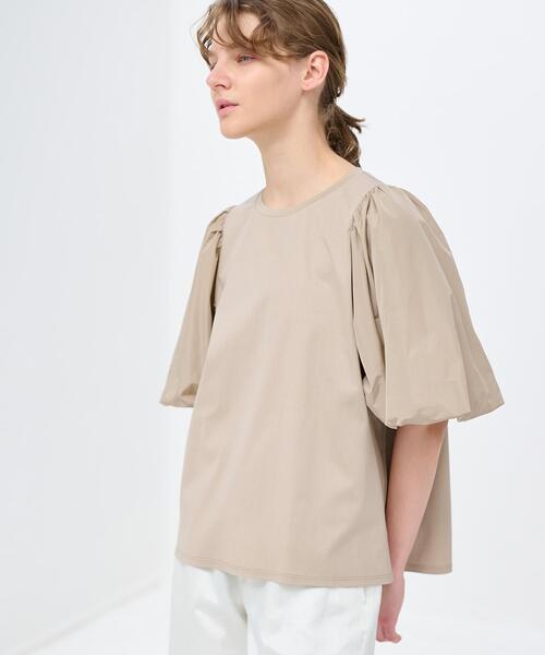 LANVIN en Bleu(ランバンオンブルー)の「コンビバルーンスリーブTシャツ(Tシャツ/カットソー・レディース・ブラック/オフホワイト/ベージュ・38)」の3枚目の写真
