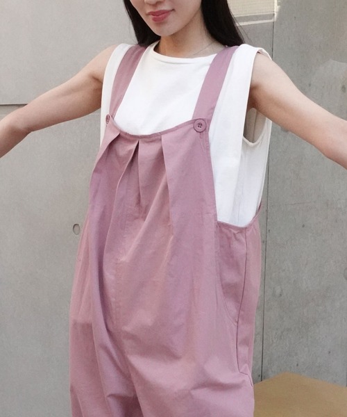 CORNERS（コーナーズ）の「フロントタックサロペット（サロペット/オーバーオール・レディース・ピンク/ベージュ/ブラック・M）」の3枚目の写真