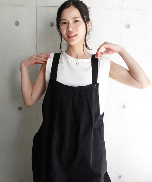 CORNERS（コーナーズ）の「フロントタックサロペット（サロペット/オーバーオール・レディース・ピンク/ベージュ/ブラック・M）」の8枚目の写真