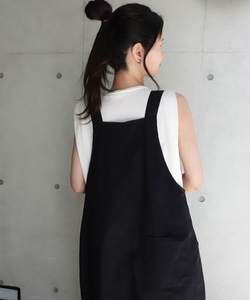 CORNERS（コーナーズ）の「フロントタックサロペット（サロペット/オーバーオール・レディース・ピンク/ベージュ/ブラック・M）」の9枚目の写真