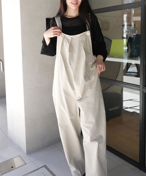 CORNERS（コーナーズ）の「フロントタックサロペット（サロペット/オーバーオール・レディース・ピンク/ベージュ/ブラック・M）」の4枚目の写真