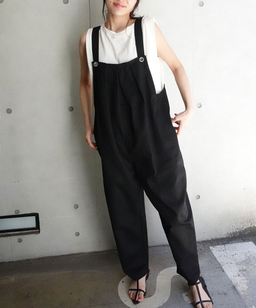 CORNERS（コーナーズ）の「フロントタックサロペット（サロペット/オーバーオール・レディース・ピンク/ベージュ/ブラック・M）」の5枚目の写真