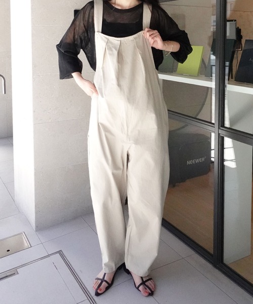 CORNERS（コーナーズ）の「フロントタックサロペット（サロペット/オーバーオール・レディース・ピンク/ベージュ/ブラック・M）」の6枚目の写真