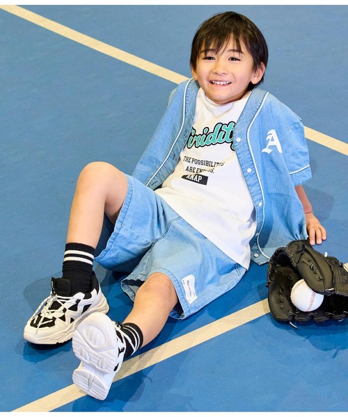 ANAP kids（アナップキッズ）の「ダンガリー5分丈ハーフパンツ（その他パンツ・キッズ・ブラック/ライトブルー・110cm/120cm/130cm）」の9枚目の写真