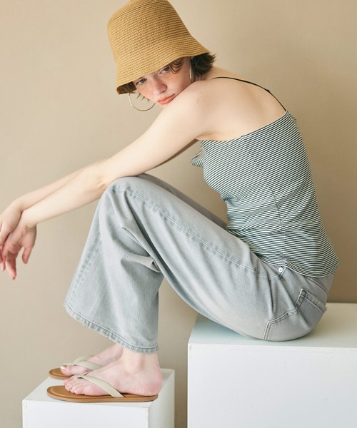 coca(coca)(コカ)の「ハイウォッシュワイドデニム(デニムパンツ・レディース・ブルー・S/M/L)」の7枚目の写真