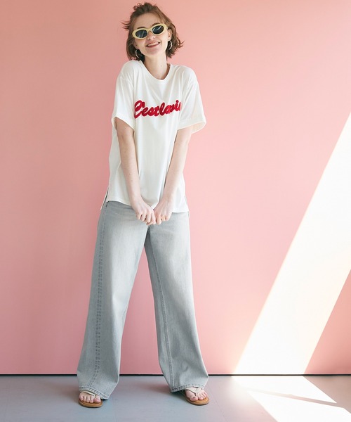 coca(coca)(コカ)の「ハイウォッシュワイドデニム(デニムパンツ・レディース・ブルー・S/M/L)」の2枚目の写真