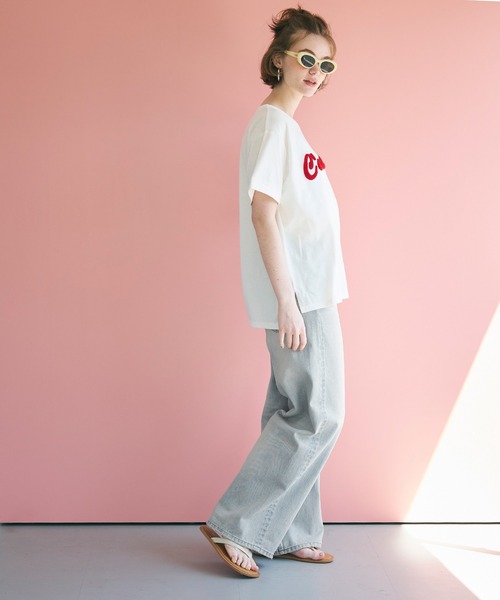 coca(coca)(コカ)の「ハイウォッシュワイドデニム(デニムパンツ・レディース・ブルー・S/M/L)」の3枚目の写真