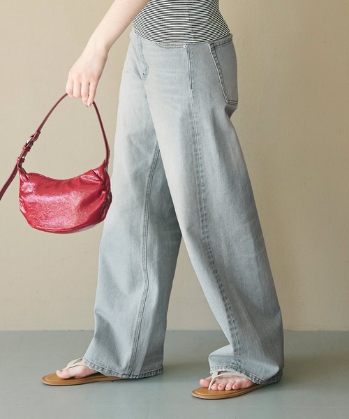 coca(coca)(コカ)の「ハイウォッシュワイドデニム(デニムパンツ・レディース・ブルー・S/M/L)」の5枚目の写真