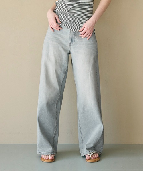 coca(coca)(コカ)の「ハイウォッシュワイドデニム(デニムパンツ・レディース・ブルー・S/M/L)」の10枚目の写真