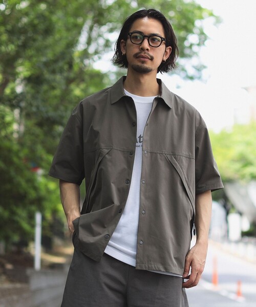 B:MING by BEAMS（ビーミングバイビームス）の「B:MING by BEAMS / ランド アンド ウォーター メッシュ シャツ（セットアップ対応）（シャツ/ブラウス・メンズ・ブラック/ブラウン系その他5・MEDIUM/LARGE/X-LARGE/SMALL）」の15枚目の写真