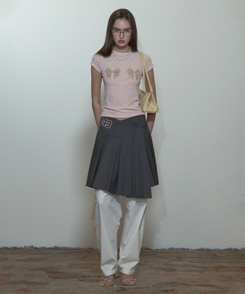 Tシャツ・カットソー [SCULPTOR] Bow Bow Baby Tee White SC24S269WH Sculptor Bow Bow Baby Tee White Shop Authentic at SASOM