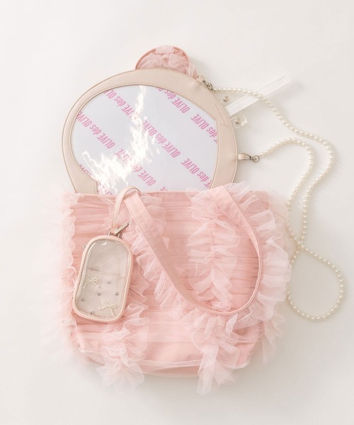 OLIVE des OLIVE（オリーブデオリーブ）の「【A4対応/大容量】Aimerianejoieチュールフリルキャリーオントート　1041200090（トートバッグ・レディース・ピンク/ブラック/オフホワイト・FREE）」の21枚目の写真