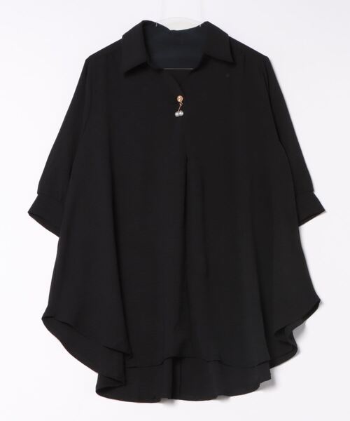 MHBG TOKYO(エムエイチビージートーキョー)の「オープンカラースキッパーシャツ モチーフ付き(シャツ/ブラウス・レディース・イエロー/マスタード/グリーン系その他/レッド/グリーン/チャコールグレー/ブラック・FREE)」の19枚目の写真