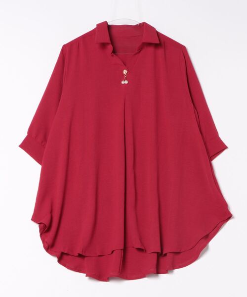 MHBG TOKYO(エムエイチビージートーキョー)の「オープンカラースキッパーシャツ モチーフ付き(シャツ/ブラウス・レディース・イエロー/マスタード/グリーン系その他/レッド/グリーン/チャコールグレー/ブラック・FREE)」の13枚目の写真