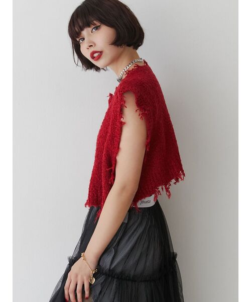 jouetie(ジュエティ)の「ダメージヘム2WAYZIPベスト(ベスト・レディース・ブラック/ブルー/オフホワイト/レッド・MEDIUM)」の8枚目の写真