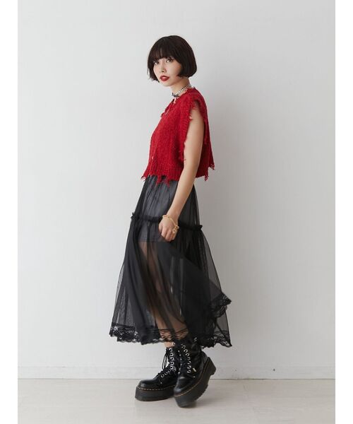 jouetie(ジュエティ)の「ダメージヘム2WAYZIPベスト(ベスト・レディース・ブラック/ブルー/オフホワイト/レッド・MEDIUM)」の10枚目の写真