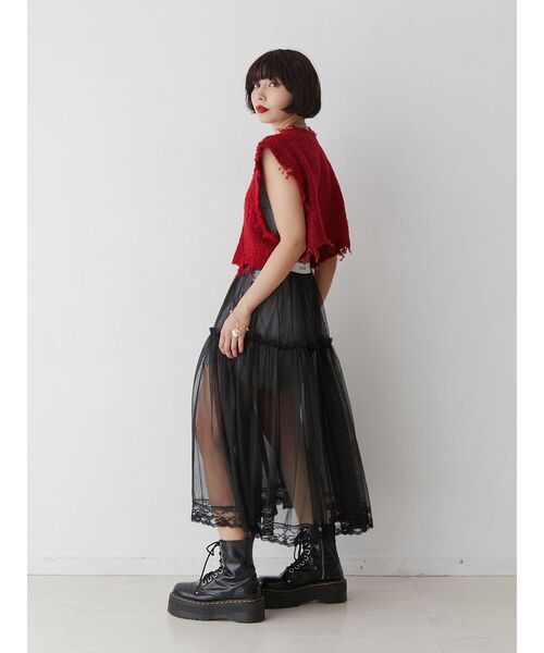 jouetie(ジュエティ)の「ダメージヘム2WAYZIPベスト(ベスト・レディース・ブラック/ブルー/オフホワイト/レッド・MEDIUM)」の11枚目の写真