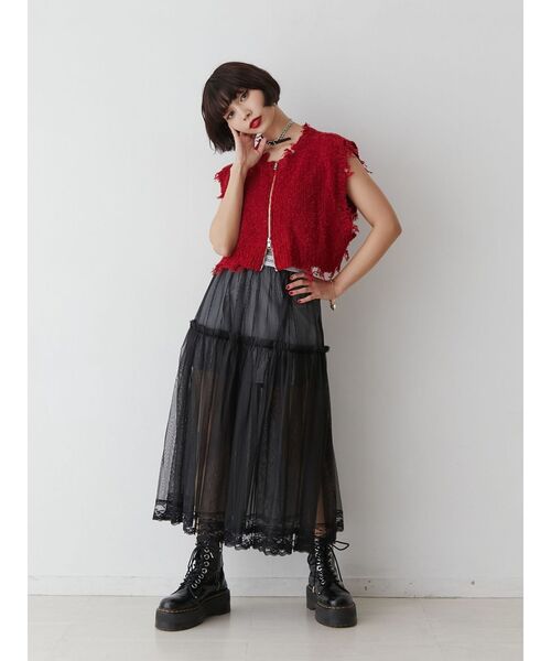 jouetie(ジュエティ)の「ダメージヘム2WAYZIPベスト(ベスト・レディース・ブラック/ブルー/オフホワイト/レッド・MEDIUM)」の12枚目の写真