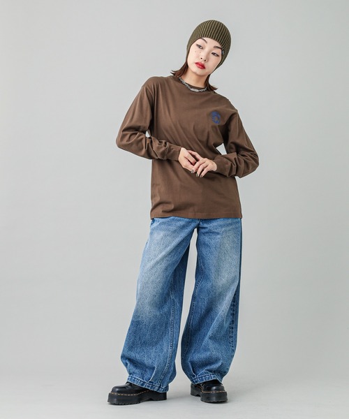 X-girl（エックスガール）の「GLOBE MILLS LOGO L/S TEE（Tシャツ/カットソー・レディース・ブラック/ホワイト/ブラウン・S/M/L/XL）」の19枚目の写真