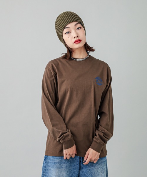X-girl（エックスガール）の「GLOBE MILLS LOGO L/S TEE（Tシャツ/カットソー・レディース・ブラック/ホワイト/ブラウン・S/M/L/XL）」の21枚目の写真