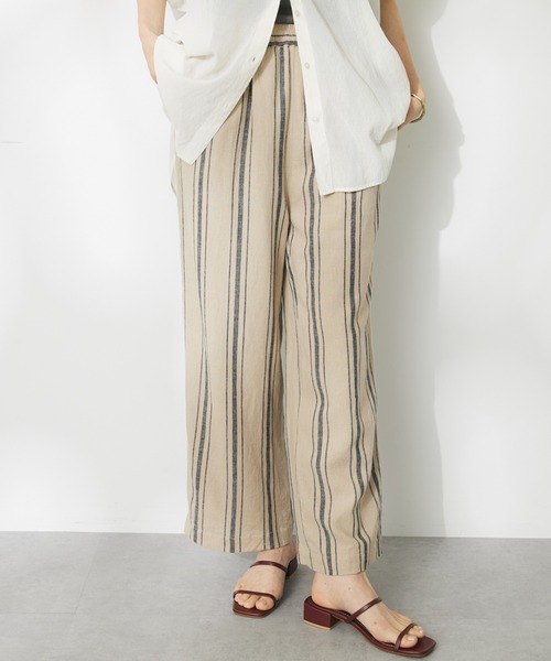 CRAFT STANDARD BOUTIQUE（クラフトスタンダードブティック）の「リネンレーヨンストライプイージーパンツ（その他パンツ・レディース・ベージュ系その他2/ブラウン系その他4・M/L）」の2枚目の写真