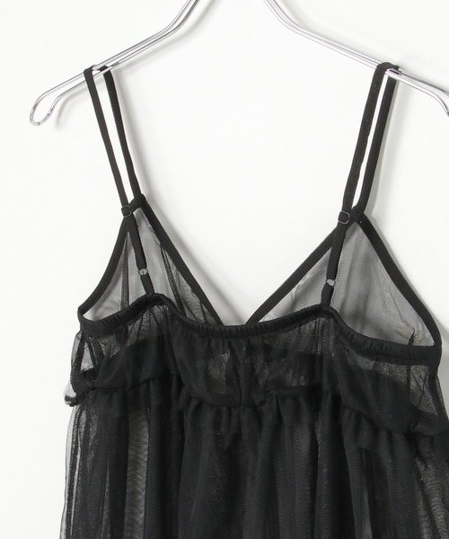 notch.(ノッチ)の「前開きチュールキャミソール(キャミソール・レディース・ブラック/グレー・M)」の7枚目の写真