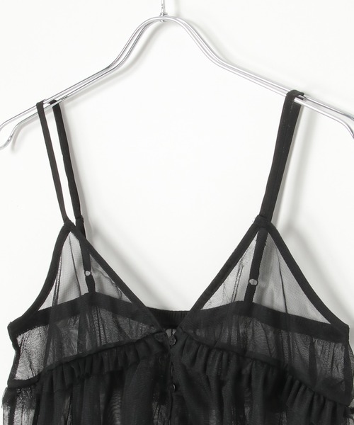 notch.(ノッチ)の「前開きチュールキャミソール(キャミソール・レディース・ブラック/グレー・M)」の5枚目の写真