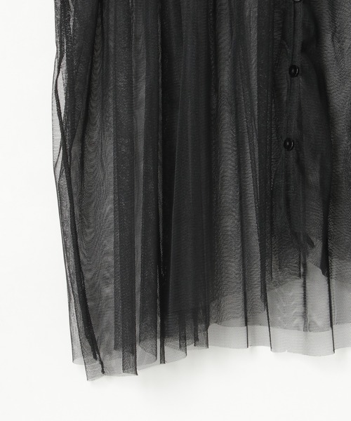 notch.(ノッチ)の「前開きチュールキャミソール(キャミソール・レディース・ブラック/グレー・M)」の9枚目の写真