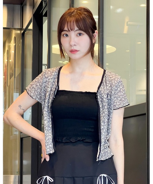 FANCY CLUB（ファンシークラブ）の「NASTY FANCY CLUB／フラワーフックカーディガン（カーディガン/ボレロ・レディース・ブルー/グレー・FREE）」の2枚目の写真