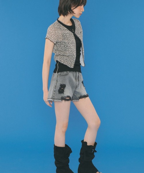 FANCY CLUB（ファンシークラブ）の「NASTY FANCY CLUB／フラワーフックカーディガン（カーディガン/ボレロ・レディース・ブルー/グレー・FREE）」の17枚目の写真