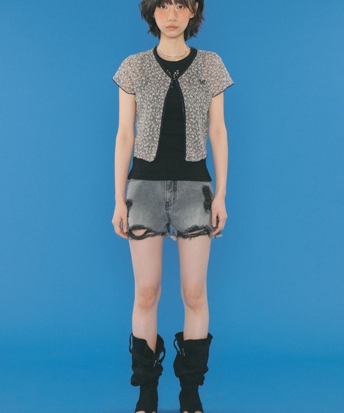 FANCY CLUB（ファンシークラブ）の「NASTY FANCY CLUB／フラワーフックカーディガン（カーディガン/ボレロ・レディース・ブルー/グレー・FREE）」の18枚目の写真