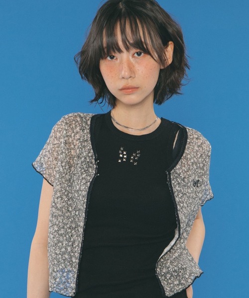 FANCY CLUB（ファンシークラブ）の「NASTY FANCY CLUB／フラワーフックカーディガン（カーディガン/ボレロ・レディース・ブルー/グレー・FREE）」の16枚目の写真