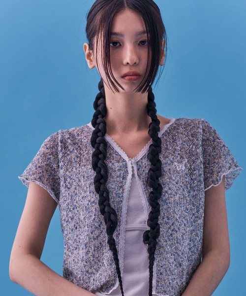 FANCY CLUB（ファンシークラブ）の「NASTY FANCY CLUB／フラワーフックカーディガン（カーディガン/ボレロ・レディース・ブルー/グレー・FREE）」の20枚目の写真