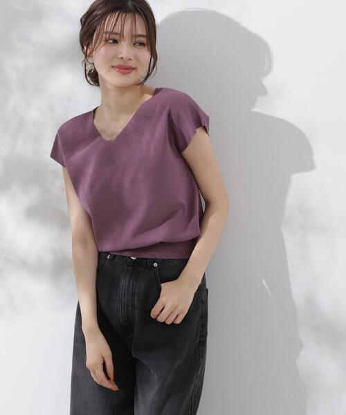 針抜き プレーティング ニットTシャツ リンクス柄 ニットプルオーバー レディース(M ブラック): 東京