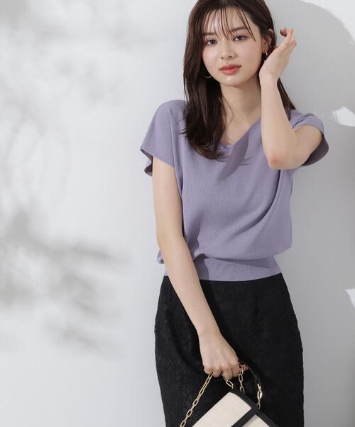 PROPORTION BODY DRESSING（プロポーションボディドレッシング）の「総針Ｖネックニット / 1214270704（ニット/セーター・レディース・パープル/ブラウン/ホワイト系その他/ブルー・FREE）」の4枚目の写真