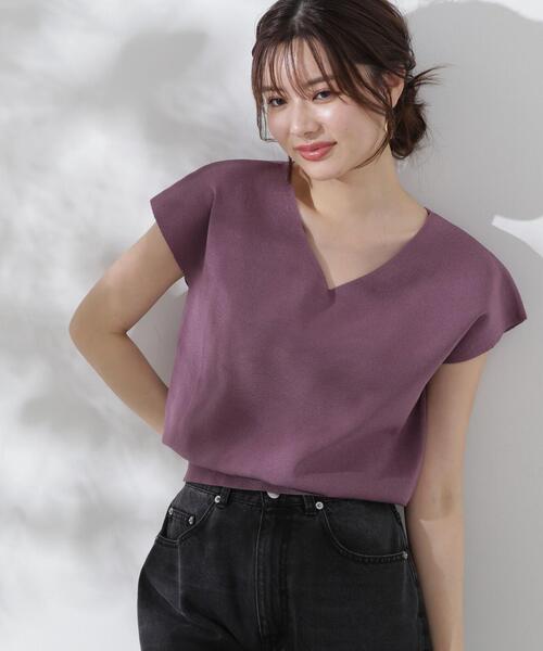 PROPORTION BODY DRESSING（プロポーションボディドレッシング）の「総針Ｖネックニット / 1214270704（ニット/セーター・レディース・パープル/ブラウン/ホワイト系その他/ブルー・FREE）」の15枚目の写真