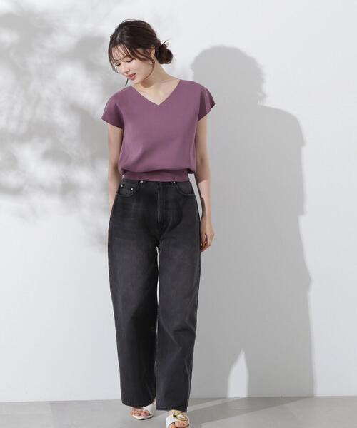 PROPORTION BODY DRESSING（プロポーションボディドレッシング）の「総針Ｖネックニット / 1214270704（ニット/セーター・レディース・パープル/ブラウン/ホワイト系その他/ブルー・FREE）」の14枚目の写真